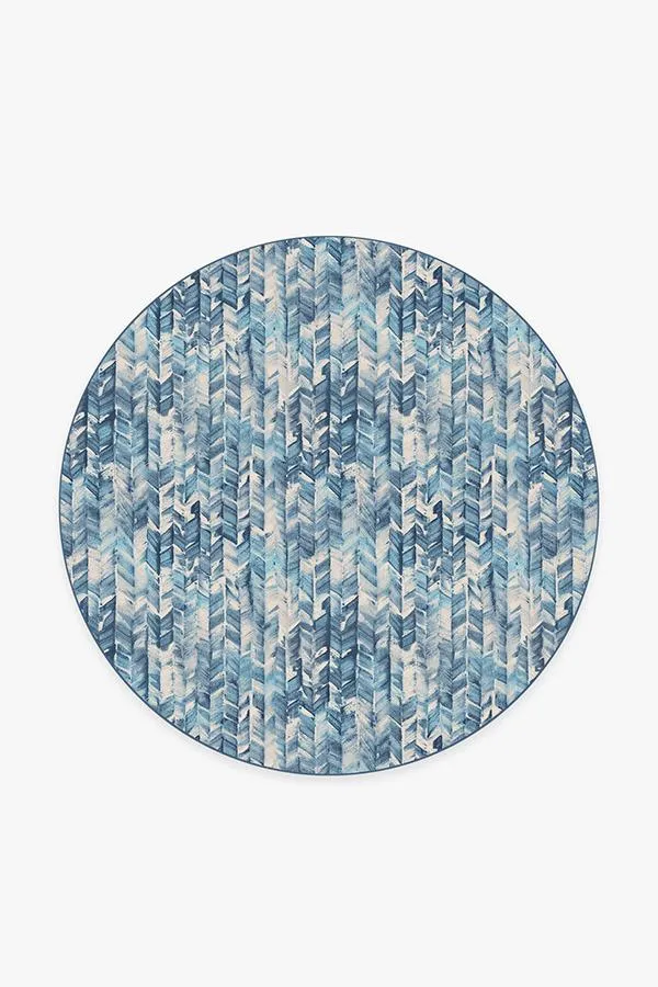 Watercolour Herringbone Blue Rug