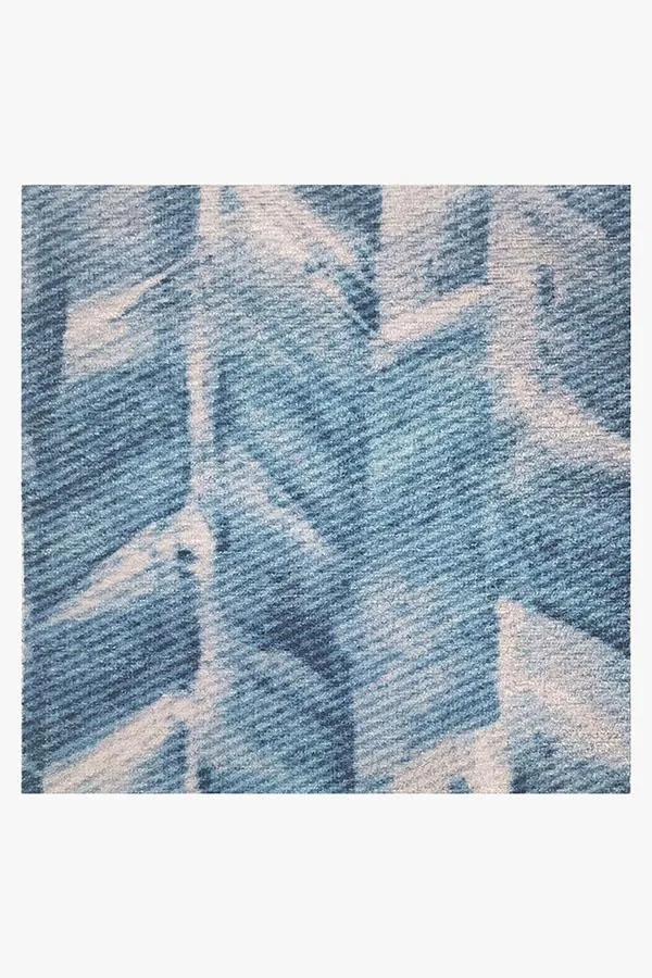 Watercolour Herringbone Blue Rug