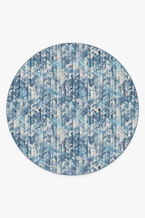 Watercolour Herringbone Blue Rug